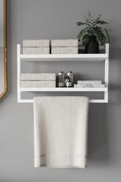AJU Havluluk 2Katlı Kitaplık Aksesuar Rafı Ev Banyo Mutfak Düzenleyici Duvara Kolay Monte Çok Amaçlı Raf