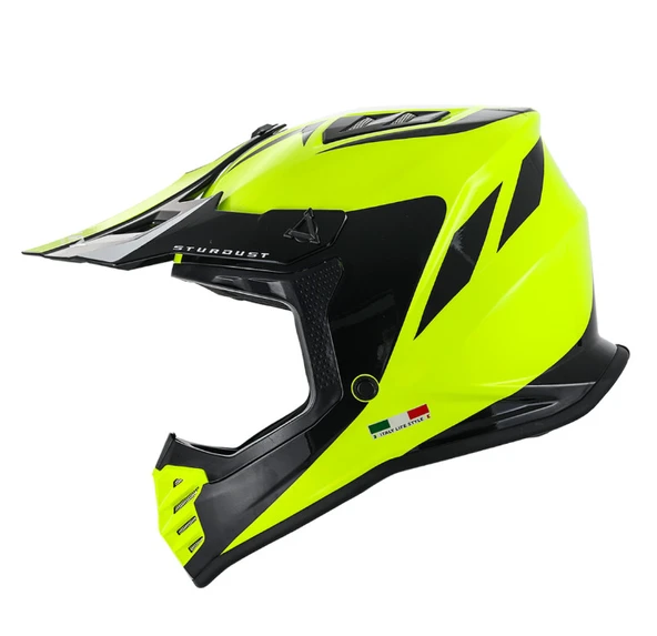 SWAY - FS-618 STARDUST CROSS KASK - PARLAK SARI SİYAH - XLARGE BEDEN