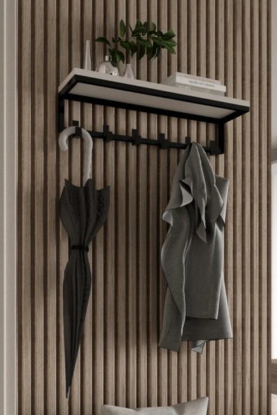 AJU Portmanto Duvar Askısı 6 Kanca Geniş Askılık Elbise Palto Şemsiye Askısı Banyo Mutfak Ev Askılığı - 3