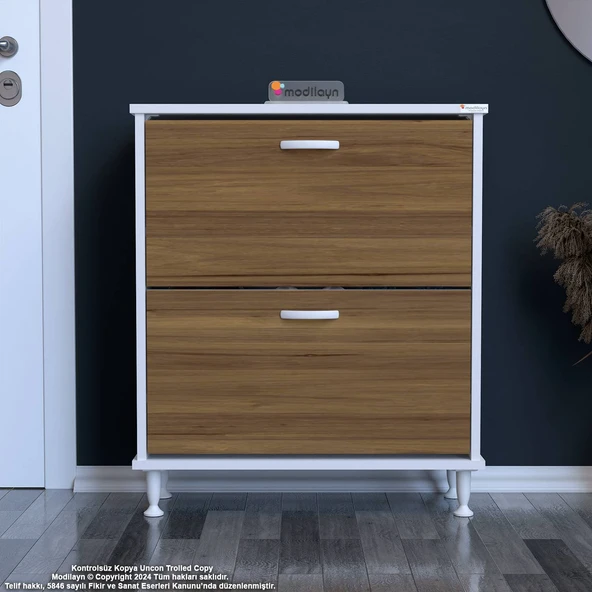 Modilayn UMAY Antre Hol 72x90x26 cm’ lik 2 Düşer Kapak 4 Göz Bölmeli Ayakkabılık
