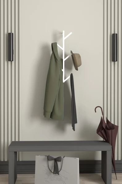 AJU Fidan Askılık 5 Kollu Antre Hol Askılığı Çanta Şal Mont Havlu Bornoz Çok Amaçlı Metal Askılık - Resim 5