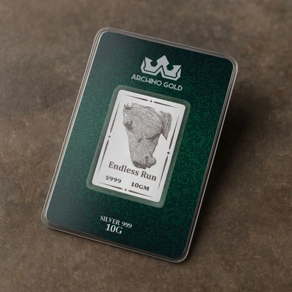 Hediyeye Özel 10 Gram Efsanevi Cesaretin Simgesi Olan Görkemli At Temalı 999 Ayar Gümüş Külçesi-701