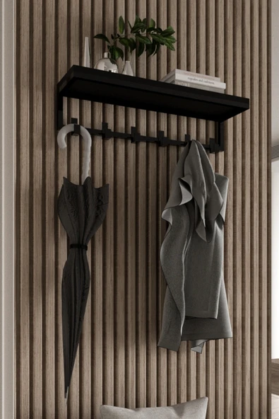 AJU Portmanto Duvar Askısı 6 Kanca Geniş Askılık Elbise Palto Şemsiye Askısı Banyo Mutfak Ev Askılığı - 3