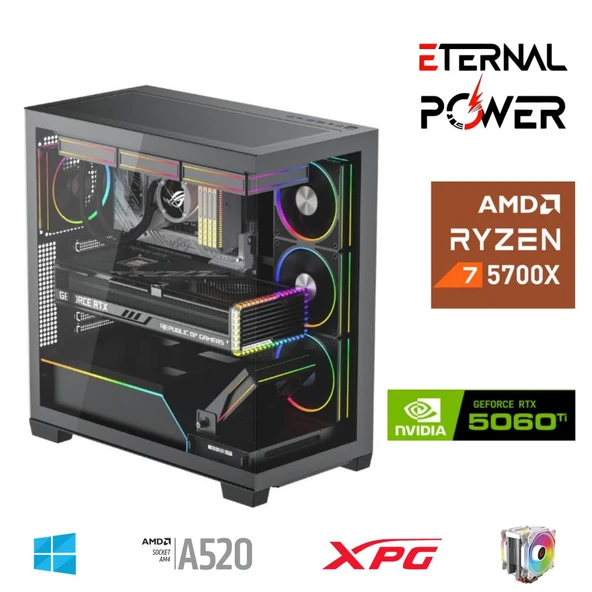 ETERNAL POWER RYZEN 7 5700X 32G DDR4 1TB M.2 RTX5060Ti A520 T650W ürün görseli 1