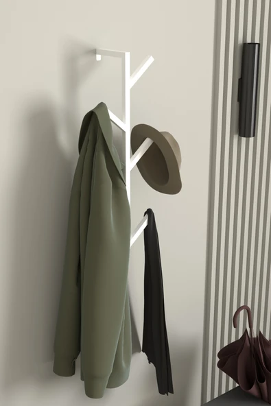 AJU Fidan Askılık 5 Kollu Antre Hol Askılığı Çanta Şal Mont Havlu Bornoz Çok Amaçlı Metal Askılık - Resim 2