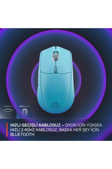 (OUTLET) SteelSeries Rival 3 Wireless Gen 2 Kablosuz Optik 6 Tuş 8500DPI Aqua Gaming (Oyuncu) Mouse - Resim 5
