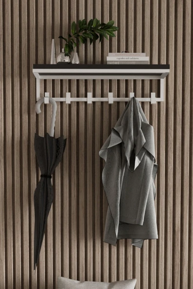 AJU Portmanto Duvar Askısı 6 Kanca Geniş Askılık Elbise Palto Şemsiye Askısı Banyo Mutfak Ev Askılığı