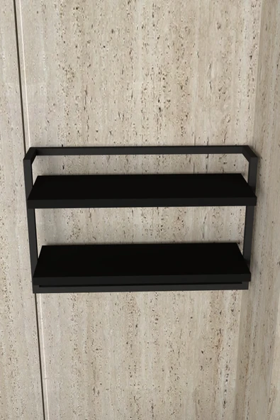 AJU Havluluk 2Katlı Kitaplık Aksesuar Rafı Ev Banyo Mutfak Düzenleyici Duvara Kolay Monte Çok Amaçlı Raf - 5