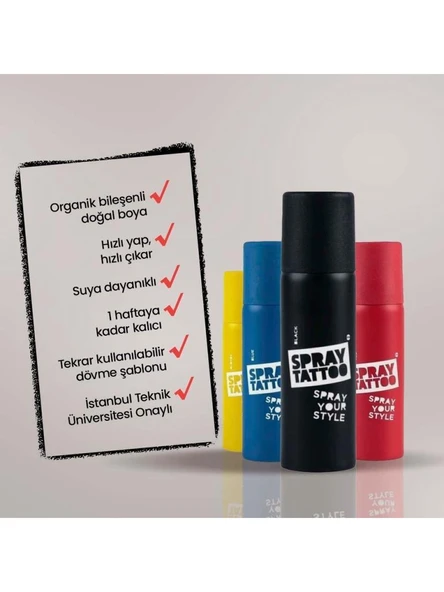 One Spray Tattoo Tulum Pack Dövme Şablon Seti - Resim 5