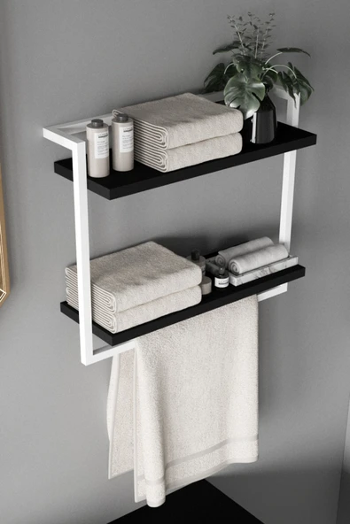 AJU 2 Katlı Raf Havluluk Kitaplık Aksesuar Rafı Ev Banyo Mutfak Düzenleyici Çok Amaçlı Raf Geniş Aralık - 3