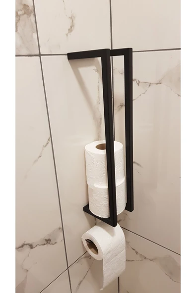 AJU Tuvalet Kağıtlığı - Duvara Monte Tuvalet Kağıdı Ve Havlu Depolama Ürünü - Wc Kağıtlık Mat Siyah