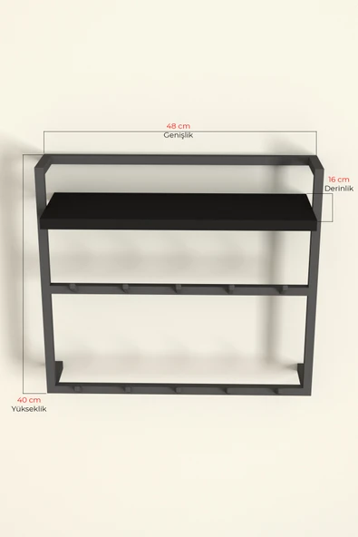 AJU Raflı Duvar Askılığı Portmanto Modern Metal Askılık Hol Koridor Mutfak Banyo Elbise Havlu Askısı - Resim 5