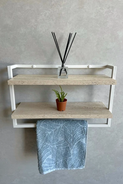 AJU Havluluk 2Katlı Kitaplık Aksesuar Rafı Ev Banyo Mutfak Düzenleyici Duvara Kolay Monte Çok Amaçlı Raf