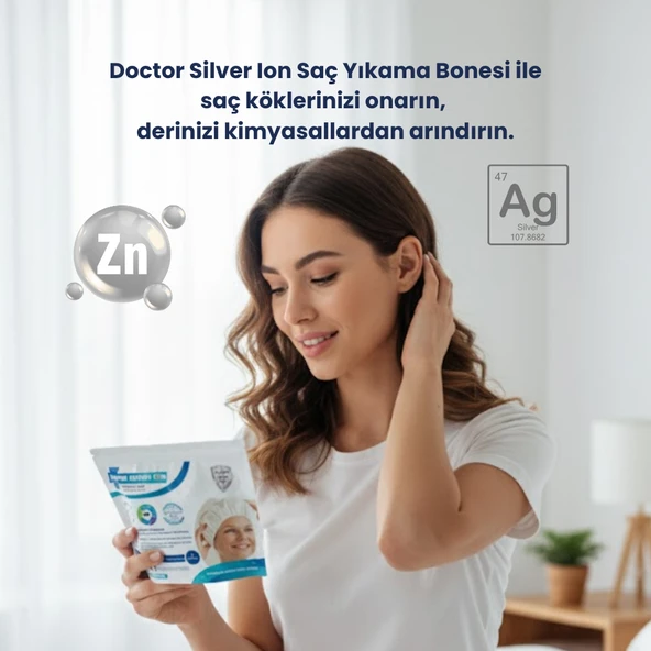 Gümüş İyonlu Saç Yıkama Bonesi 4'lü , Durulama Gerektirmez , Hasta Ve Yatalak Bakım - Resim 7