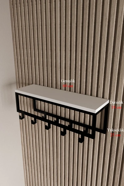 AJU Modern Duvar Askılığı | Raflı Metal Askılık | Dekoratif Giriş ve Antre Düzenleyici - 6