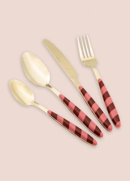 The Mia Joy Çatal Kaşık Bıçak Takımı Pembe Gold 24 Parça - Resim 3