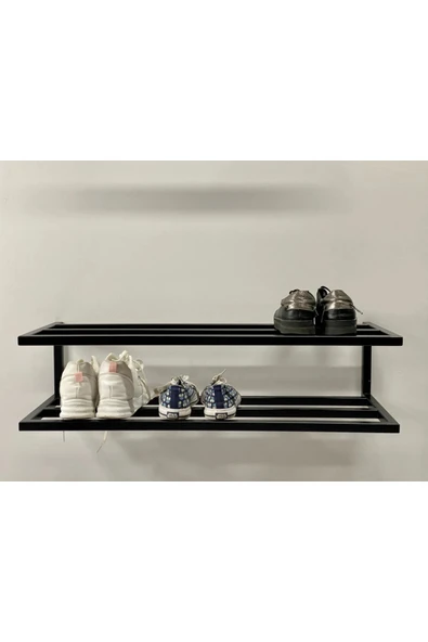 AJU Ayakkabılık, Modern 2 Katlı Açık Ayakkabı Rafı, Çok Amaçlı Düzenleyici Duvara Monte Metal Raf