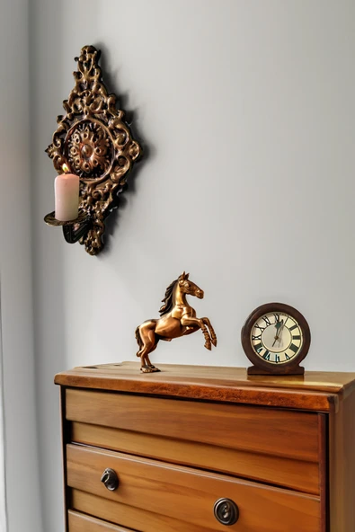 AJU Mumluk Duvar Aplik Şamdan Metal Özel Tasarım Hediyelik Dekoratif Ev Bahçe Balkon Dekorasyonu (GOLD). - 2