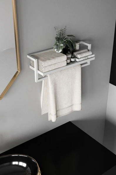 AJU Havluluk Banyo Rafı Havlu Askısı Şal Aksesuar Bakım Ürünleri Banyo Mutfak Düzenleyici Baharatlık Raf - 6