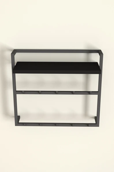 AJU Raflı Duvar Askılığı Portmanto Modern Metal Askılık Hol Koridor Mutfak Banyo Elbise Havlu Askısı - Resim 7