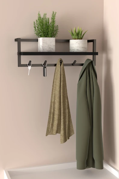 AJU Portmanto Duvar Askılığı Modern Metal Askılık Hol Koridor Mutfak Banyo Havlu Elbise Anahtar Askısı - 3