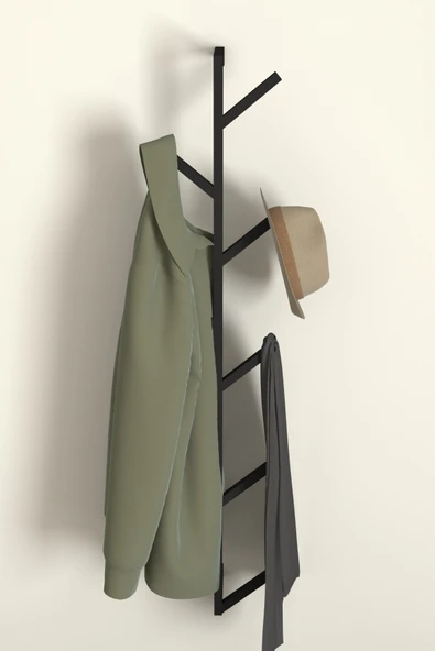 AJU 9 Kollu Antre Hol Metal Askılık - Çanta Şal Mont Havlu Bornoz Çok Amaçlı Fidan Askılığı - Siyah - 3