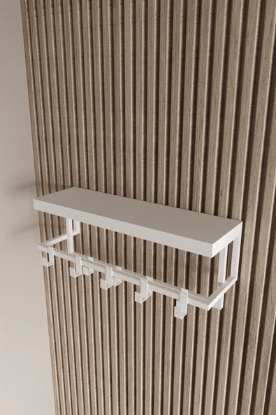 AJU Raflı Metal Duvar Askılığı – Modern Ceket, Mont, Havlu ve Şemsiye Askısı - 6