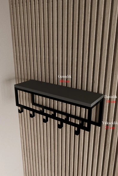 AJU Modern Duvar Askılığı | Raflı Metal Askılık | Dekoratif Giriş ve Antre Düzenleyici - 7