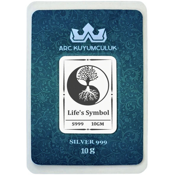 999 Ayar Gümüş Tasarımlı Yin Yang ve Ağaç Temalı Hediyeye Özel 10 Gram Gümüş Külçesi-691 - Resim 1