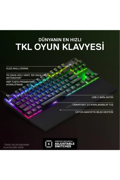 (OUTLET) SteelSeries Apex Pro Tkl Mekanik Oyun Klavyesi (2023) - Ingilizce Q - Resim 5