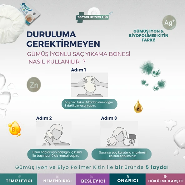 Gümüş İyonlu Yatan ve Evde Hasta Bakım Seti , 50’li Perine Mendili Hediyeli - Resim 9