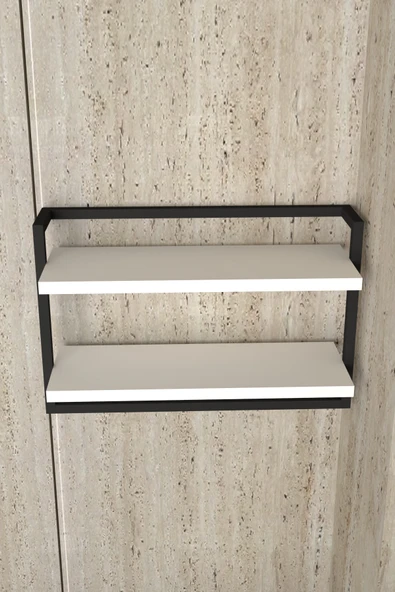 AJU Havluluk 2Katlı Kitaplık Aksesuar Rafı Ev Banyo Mutfak Düzenleyici Duvara Kolay Monte Çok Amaçlı Raf - 5