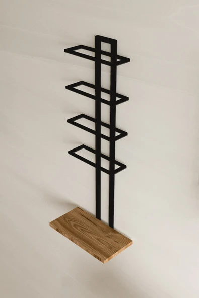 AJU Şaraplık Ve Kadeh Rafı Duvara Monte Şarap Mahzeni Modern Duvar Alkol Rafı – Metal Ve Ahşap Tasarım - 8