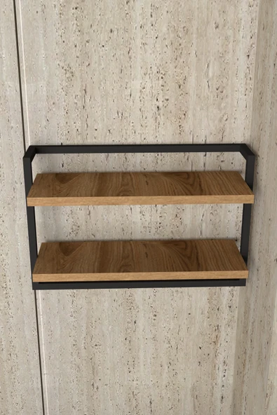 AJU Havluluk 2Katlı Kitaplık Aksesuar Rafı Ev Banyo Mutfak Düzenleyici Duvara Kolay Monte Çok Amaçlı Raf - 5