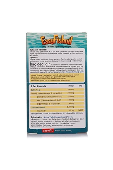 EASYVİT Marka Easyfishoil Omega 3 30 Çiğnenebilir Jel Tb Kategori El Kremi - 3