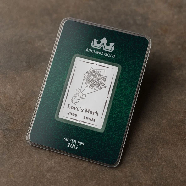 Aşk ve Çiçek Motifleri ile Büyüleyici Tasarıma Sahip Hediyeye Özel 10 Gram 999 Ayar Gümüş Külçesi-688
