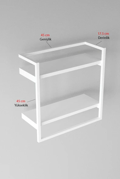 AJU Havluluk 2 Katlı Duvara Monte Raf Aksesuarlık Şal Askılığı Banyo Mutfak Düzenleyici Çok Amaçlı Raf - 7