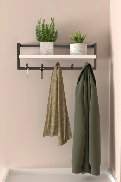 AJU Portmanto Duvar Askılığı Modern Metal Askılık Hol Koridor Mutfak Banyo Havlu Elbise Anahtar Askısı - Resim 4