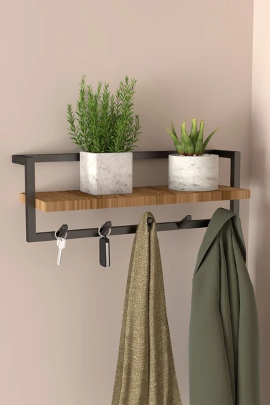 AJU Modern Metal Raflı Askılık Portmanto Hol Koridor Mutfak Banyo Havlu Elbise Anahtar Askısı ürün görseli 1