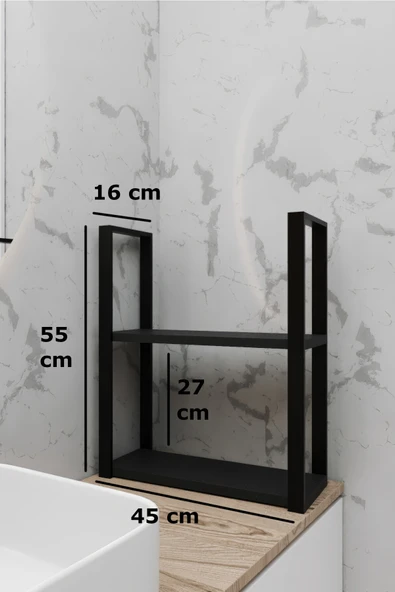 AJU 2 Katlı Duvar ve Tezgah Üzeri Raf Ev Banyo Mutfak Baharatlık, Kitaplık, Metal Çok Amaçlı Düzenleyici - 5