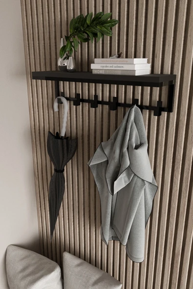 AJU Portmanto Duvar Askısı 6 Kanca Geniş Askılık Elbise Palto Şemsiye Askısı Banyo Mutfak Ev Askılığı - 2