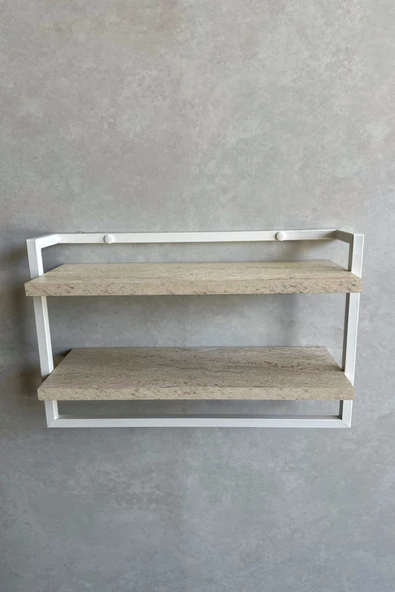 AJU Havluluk 2Katlı Kitaplık Aksesuar Rafı Ev Banyo Mutfak Düzenleyici Duvara Kolay Monte Çok Amaçlı Raf - 4