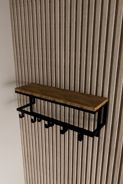 AJU Raflı Metal Duvar Askılığı – Modern Ceket, Mont, Havlu ve Şemsiye Askısı - 6