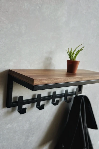 AJU Modern Portmanto Duvar Tipi Askılık ve Raf Ceket Şemsiye Çanta Havlu Elbise Posta Hol Koridor Askısı - 2