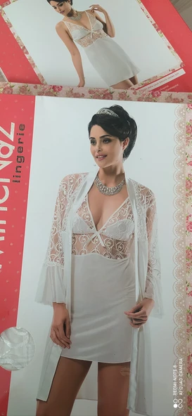 Minenaz 7901 Bayan Penye Gecelik Sabahlık Takım - Resim 2