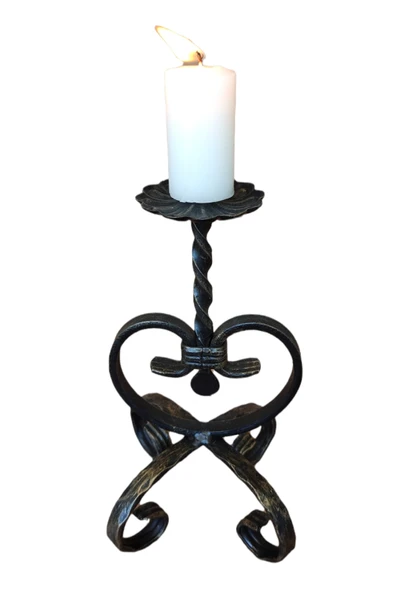 AJU Şamdan Ferforje Mumluk Dekoratif Hediye Metal Ev Bahçe Balkon Ofis Dekorasyonu Eskitme Siyah / Altın