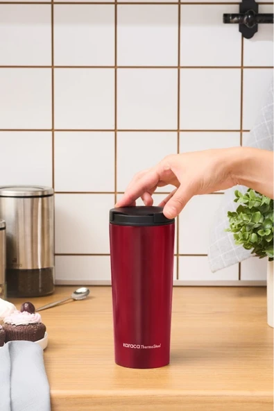 Sheeny Çelik Sızdırmaz Termos 450 Ml Kırmızı - Resim 3