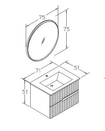 Orka Moonlight 70 cm Mat Gri Banyo Dolabı Alt Modül ve Lavabo - Resim 3