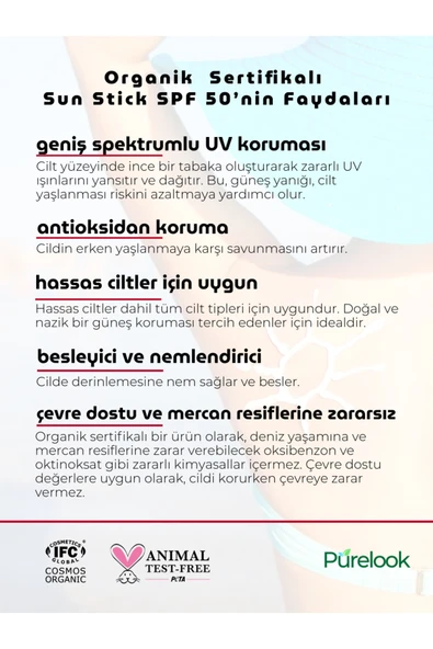 purelook Güneş Koruyucu Spf 50 Sun Stick 15 ml (ORGANİK) - 3