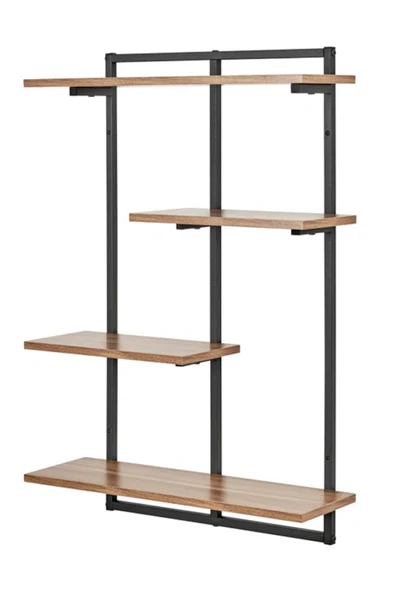 AJU Modern Duvar Rafı - 4 Katlı Metal Şık Modern Yüzen Pencere Duvar Rafı Kitaplık Düzenleyici Raf - 6